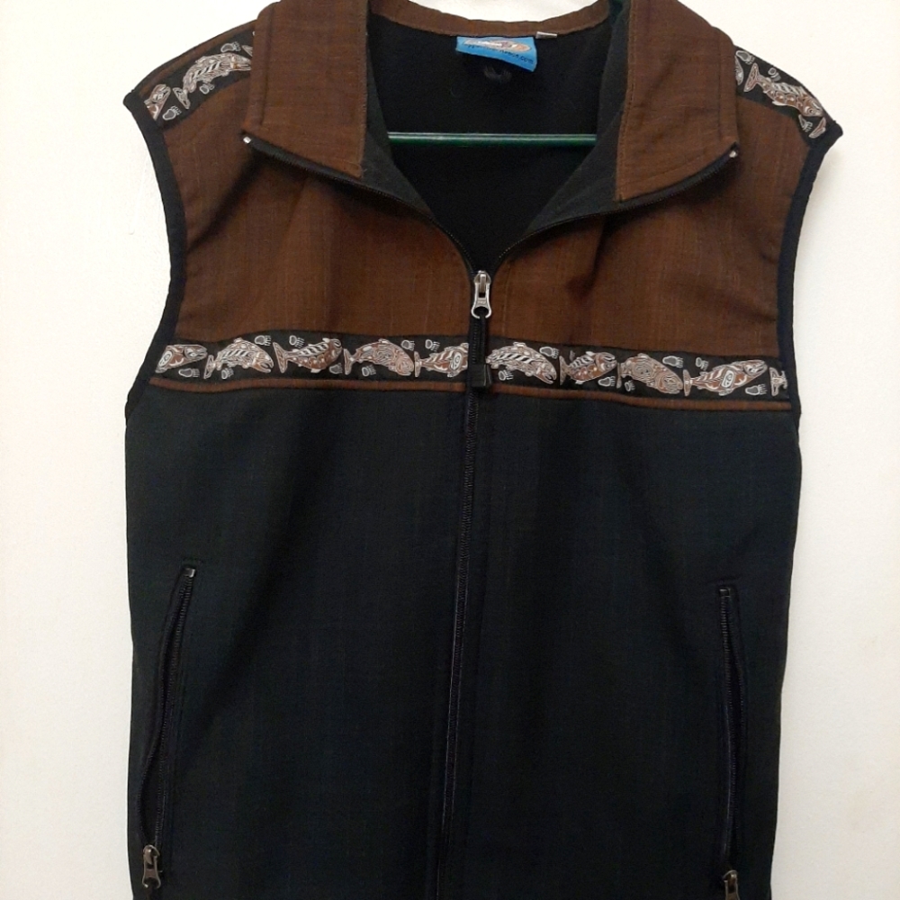 Copper River Fleece Vest black and brown size small